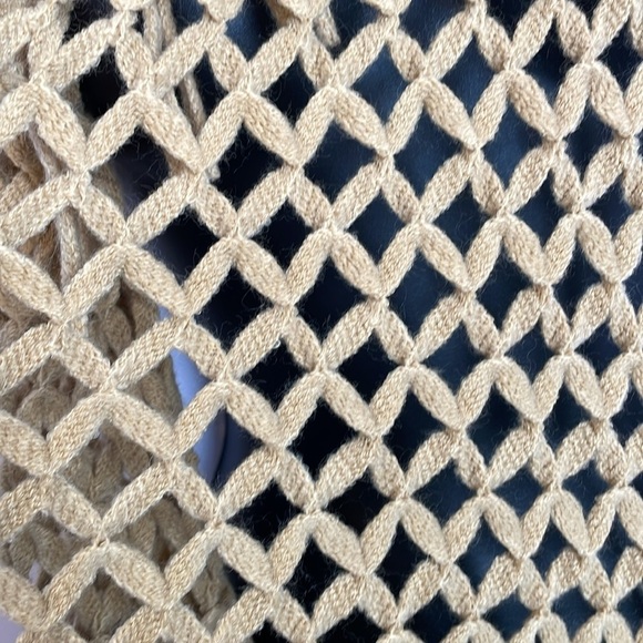 Steve Madden Open Knit Crochet Tan Camel Color Infinity Scarf with Fringe OS - Picture 8 of 12